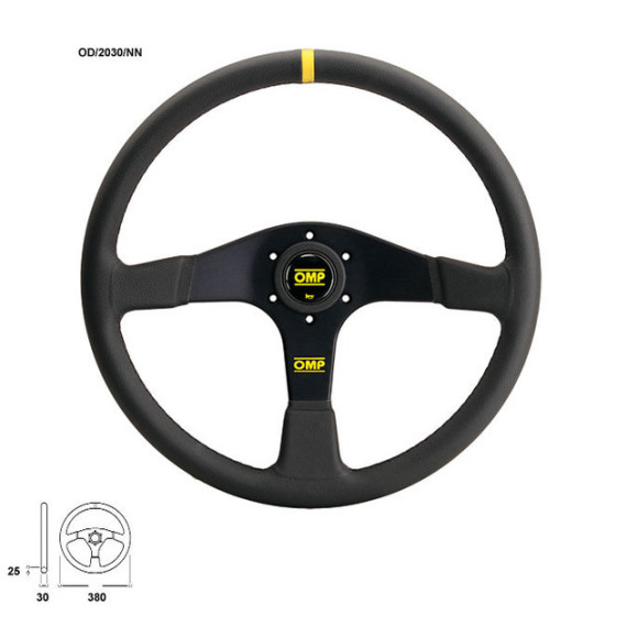 OMP VELOCITA 'FLAT STEERING WHEEL 380 mm SMOOTH LEATHER