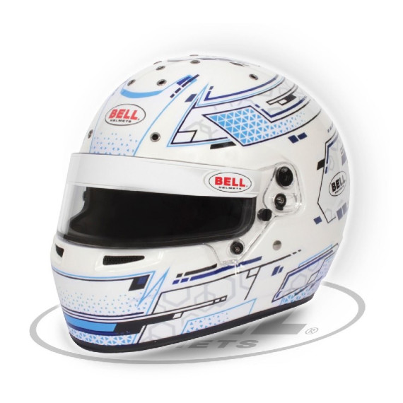 CASCO BELL RS7-K STAMINA BLANCO Y AZUL SNELL K2020