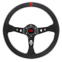 VOLANT OMP CORSICA CUIR ROND NOIR / ROUGE