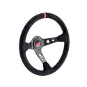 OMP CORSICA LEATHER ROUND BLACK / RED STEERING WHEEL