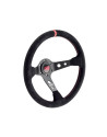 OMP CORSICA LEATHER ROUND BLACK / RED STEERING WHEEL