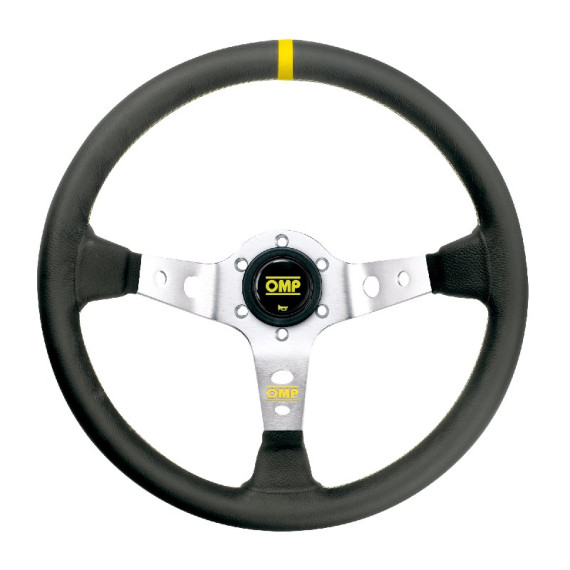 OMP CORSICA SILVER PLAIN LEATHER STEERING WHEEL