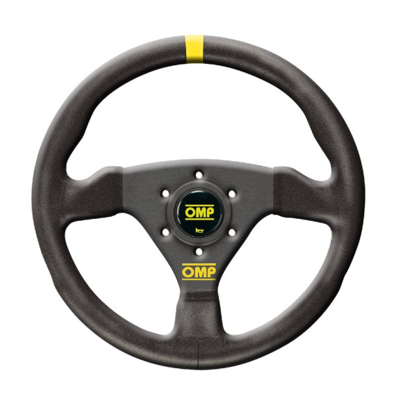 FLAT STEERING WHEEL OMP TRECENTO BLACK LEATHER VUELTA D300