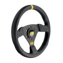 FLAT STEERING WHEEL OMP TRECENTO BLACK SMOOTH LEATHER D300