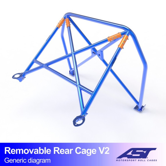 Roll Bar FIAT 124 4-doors Sedan REMOVABLE REAR CAGE V2