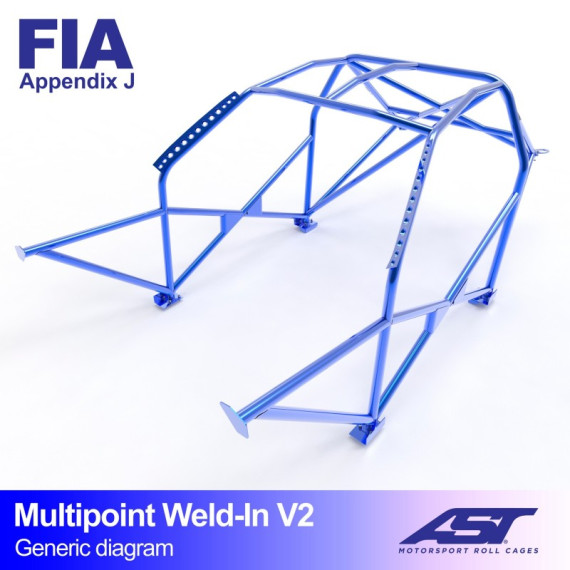 Roll Cage AUDI Coupe (B3) 2-doors Coupe Quattro MULTIPOINT WELD IN V2