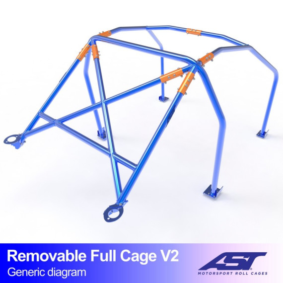 Arco de Seguridad FORD Fiesta (Mk2) (FBD) 3-puertas Hatchback DESMONTABLE FULL CAGE V2