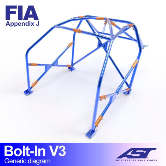 Roll Cage AUDI 100/200 (C3 Typ44 ) 4-doors Sedan Quattro BOLT IN V3