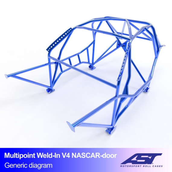 Arco de Seguridad BMW (E46) 3-Series 4-puertas Sedan RWD MULTIPUNTO SOLDAR V4 NASCAR-door para drift