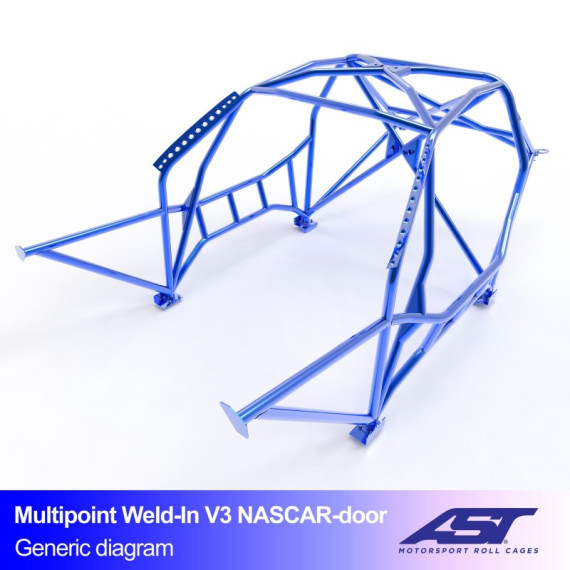 Roll Cage BMW (E46) 3-Series 3-doors Compact RWD MULTIPOINT WELD IN V3 NASCAR-door for drift